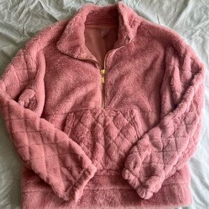 Rose Plush Half-Zip Pullover